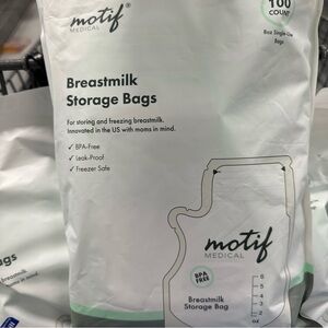Motif Medical White Breastmilk Storage Bags – BPA-Free, Leak-Proof (100 Count)